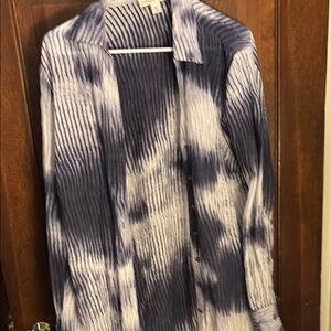 Cold water creek Blue Tie-Dye Button-Up Shirt